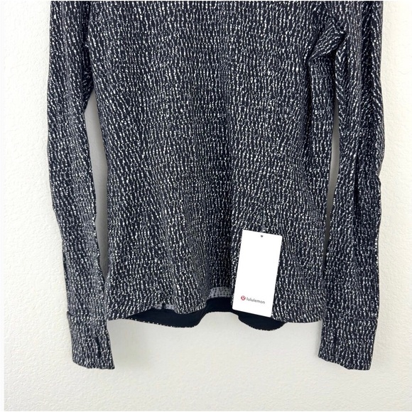 Lululemon Women's Runderful Long Sleeve Active Top Jacquard Black White Size 12 - Picture 6 of 10